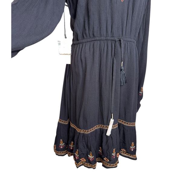 NWT Idyllwind Black Hurst Western Long Sleeve Midi V Neck Dress Size Large - Picture 10 of 12